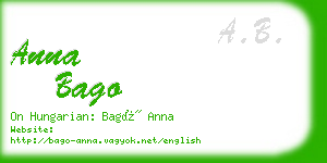 anna bago business card